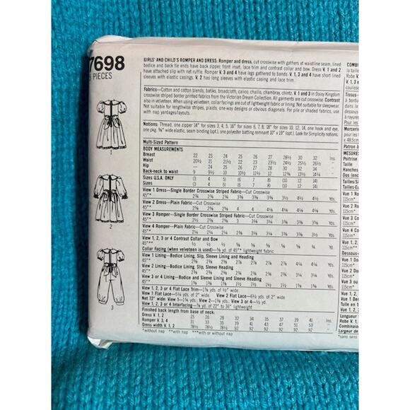 Simplicity Sewing pattern 7698 girls dress jumpsuit Daisy kingdom - Picture 4 of 5